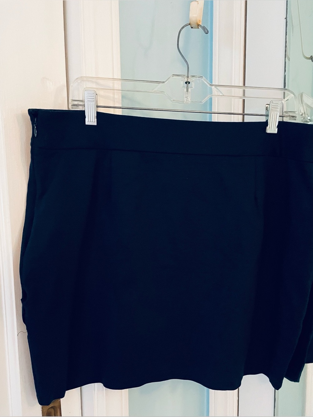 INC Navy Mini Skirt in a Rayon Nylon Blend with a hint of Spandex.